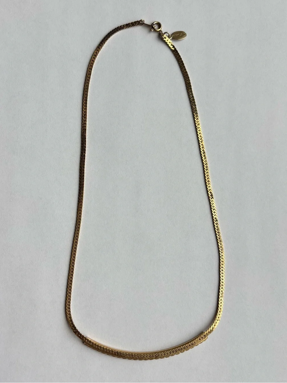 Vtg Park Lane Crystal Rhinestone Bar Gold Tone Necklace 17